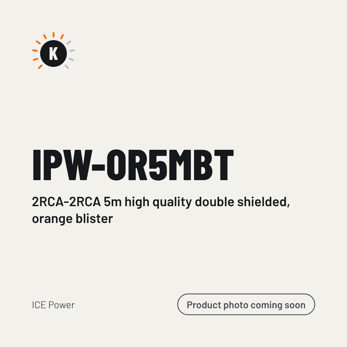 ICE Power IPW-OR5MBT 2RCA-2RCA 5m high quality double shielded, orange blister – placeholder image, product photo coming soon